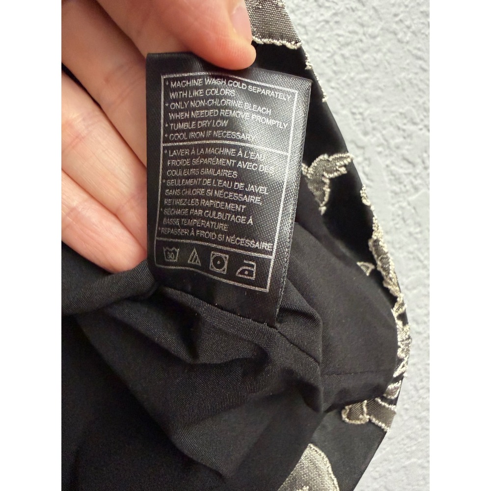Steve Madden Beck Skirt Black Silver Floral Brocade Mini Skirt Size 4 BO409104 - Picture 9 of 10